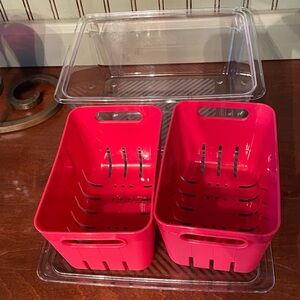 Fridgemate Double Basket Berry Keeper (Red with clear lid/container)